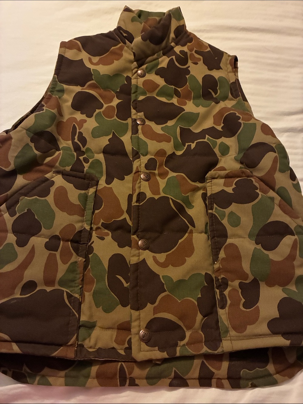 Children's Camo Puffer Vest in Green & Brown